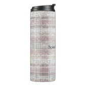 Girly Pink Plaid Stripes Sparkle Thermosbeker (Gedraaid links)