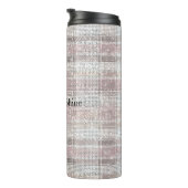 Girly Pink Plaid Stripes Sparkle Thermosbeker (Geroteerd rechts)