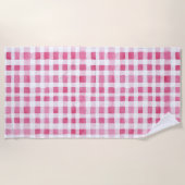 Girly Pink Plaid Stripes Strandlaken (Voorkant)