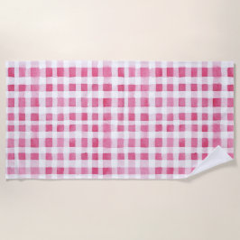 Girly Pink Plaid Stripes   Strandlaken
