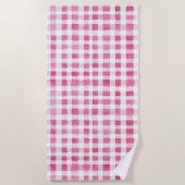 Girly Pink Plaid Stripes Strandlaken (Voorkant)