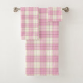 Girly Pink Plaid Tartan Bad Handdoek (Insitu)
