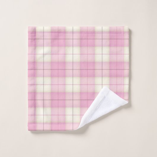 Girly Pink Plaid Tartan Bad Handdoek (Wasdoekje)