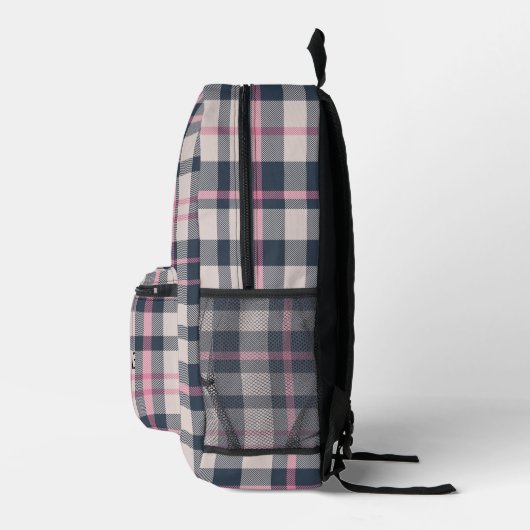 Girly Pink Plaid Tartan Controleer Monogram Initia Bedrukte Rugzak (Rechts)