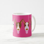 Girly Pink Podenco Dog Cartoon faces Koffiemok (Voorkant rechts)