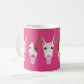 Girly Pink Podenco Dog Cartoon faces Koffiemok (Voorkant links)