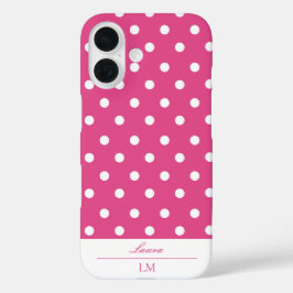 Girly Pink Polka Dot iPhone 16 Hoesje