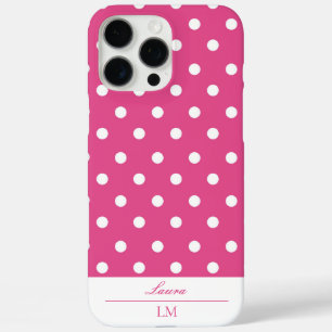 Girly Pink Polka Dot iPhone 16 Pro Max Hoesje