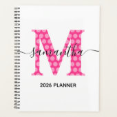 Girly Pink Polka Dot Monogram Planner (Voorkant)
