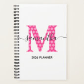 Girly Pink Polka Dot Monogram Planner (Voorkant)