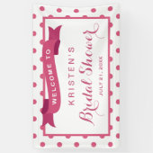 Girly Pink Polka Dots Ribbon Vrijgezellenfeest Spandoek (Verticaal)