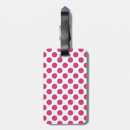 Girly Pink Polkadots Chalkboard Personalized Bagagelabel (Achterkant verticaal)
