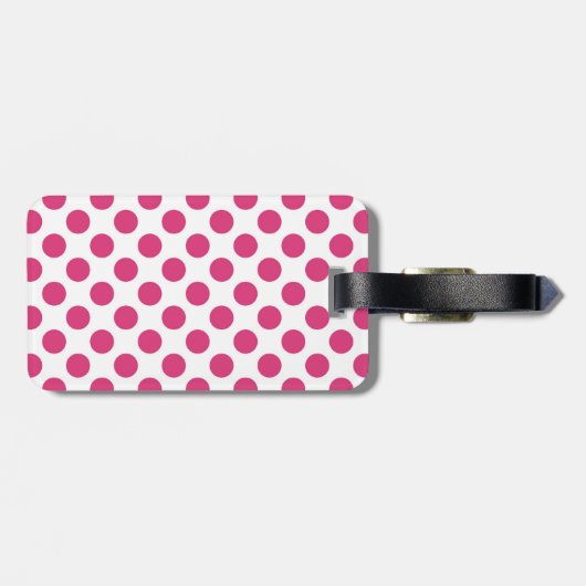 Girly Pink Polkadots Chalkboard Personalized Bagagelabel (Achterkant horizontaal)