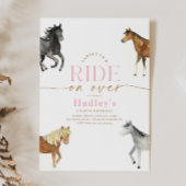 Girly Pink Pony Verjaardagsuitnodiging Kaart