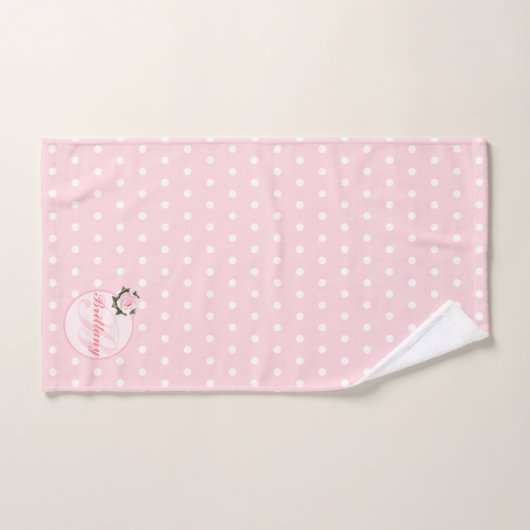 Girly Pink Pot Flower Monogram Bath Towel Se Bad Handdoek (Handdoek)