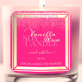 Girly Pink Product Verpakkingsetiketten Goud Lijst Vierkante Sticker