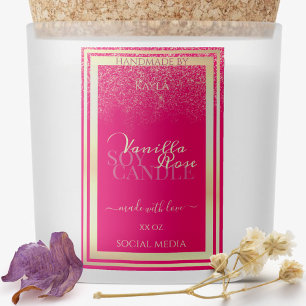 Girly Pink Product Verpakkingsetiketten Goud Lijst Voedselcontainer Etiket