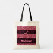 Girly Pink Pump en Cheetah Print met naam Tote Bag (Achterkant)