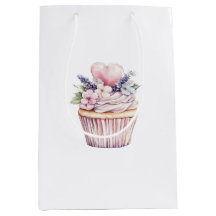 Girly Pink Purple Heart Floral Cupcake Birthday