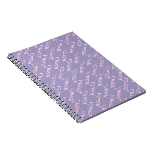 Girly Pink & Purple Name Feminine Office Notitieboek (Rechterzijde)