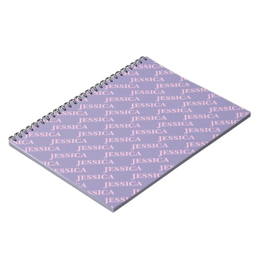 Girly Pink & Purple Name Feminine Office Notitieboek (Linkerzijde)