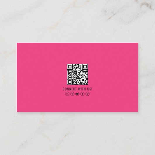 Girly Pink QR Code Foto Logo Visitekaartje (Achterkant)