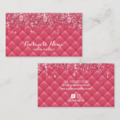 Girly Pink Quilted Lux Glitter Drift Beauty Salon Visitekaartje (Voorkant / Achterkant)