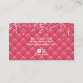 Girly Pink Quilted Lux Glitter Drift Beauty Salon Visitekaartje (Achterkant)