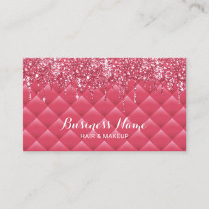 Girly Pink Quilted Lux Glitter Drift Beauty Salon Visitekaartje