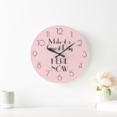 Girly Pink Quote MAKEN HET EEN GEWELDIGE DAG HIER Grote Klok (Huis)