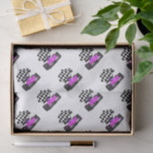 Girly Pink Race-auto met gecontroleerde vlag Tissuepapier (Geschenk)