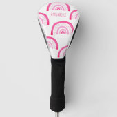 Girly Pink Rainbow Gepersonaliseerd Patroon Golfheadcover (Voorkant)