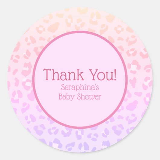 Girly Pink Rainbow Leopard Afdrukken Dank je wel Ronde Sticker (Voorkant)