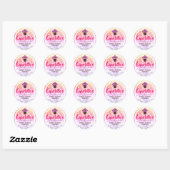 Girly Pink Rainbow Ombre Glitter Cupcake Baking Ronde Sticker (Vel)