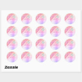 Girly Pink Rainbow Ombre Glitter Rain Bedankt Ronde Sticker (Vel)