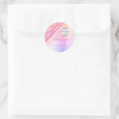 Girly Pink Rainbow Ombre Glitter Rain Bedankt Ronde Sticker (Tas)
