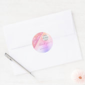 Girly Pink Rainbow Ombre Glitter Rain Bedankt Ronde Sticker (Envelop)
