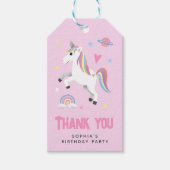 Girly Pink Rainbow Unicorn Kids Verjaardagsgunst Cadeaulabel (Voorkant)
