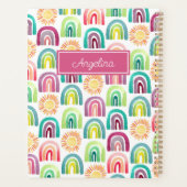 Girly Pink Rainbows & Suns Pattern Back to School Planner (Achterkant)