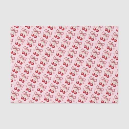 Girly Pink Red Coquette Cherry Tissuepapier (Voorkant)