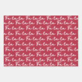 Girly Pink & Red Fa La Calligraphy Kerst Inpakpapier Vel (Voorkant)