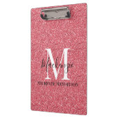 Girly Pink Red Glitter Monogram Naam Klembord (Links)