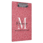 Girly Pink Red Glitter Monogram Naam Klembord (Rechts)