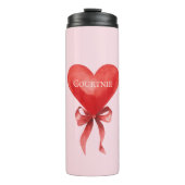 Girly Pink Red Heart Bow Thermosbeker (Voorkant)