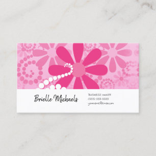 Girly Pink Retro Daisy Bloem Leuk Bloemen Patroon Visitekaartje