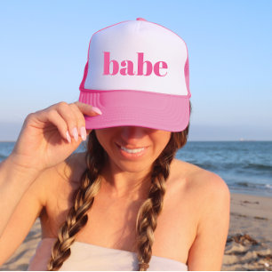Girly Pink Retro Minimalist Babe Bachelorette Trucker Pet
