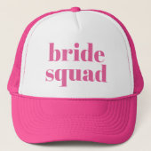 Girly Pink Retro Modern Bride Squad Bachelorette Trucker Pet (Voorkant)