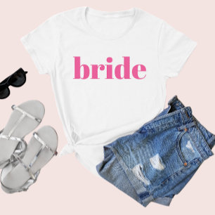 Girly Pink Retro Moderne Bruid Bachelorette T-shirt