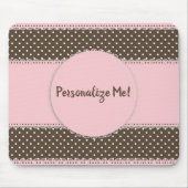 Girly Pink Ribbon & Polka Dots Personalized Muismat (Voorkant)