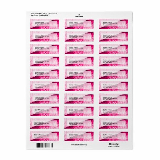 Girly Pink Rose Abstract met naam Etiket (Full Sheet)